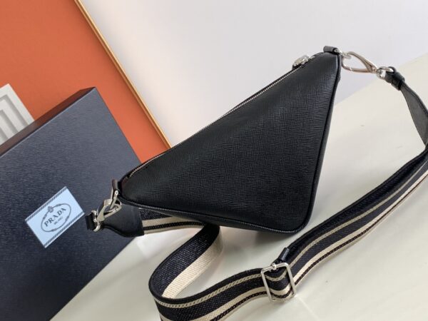 Prada Embroidered Webbing Triangle Bag - Black 25352 - Image 4