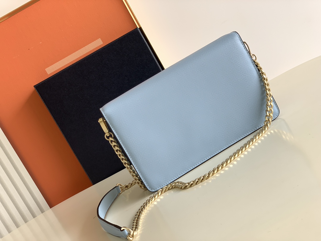 Prada Flap Shoulder Bag - Blue 14141 - Image 4