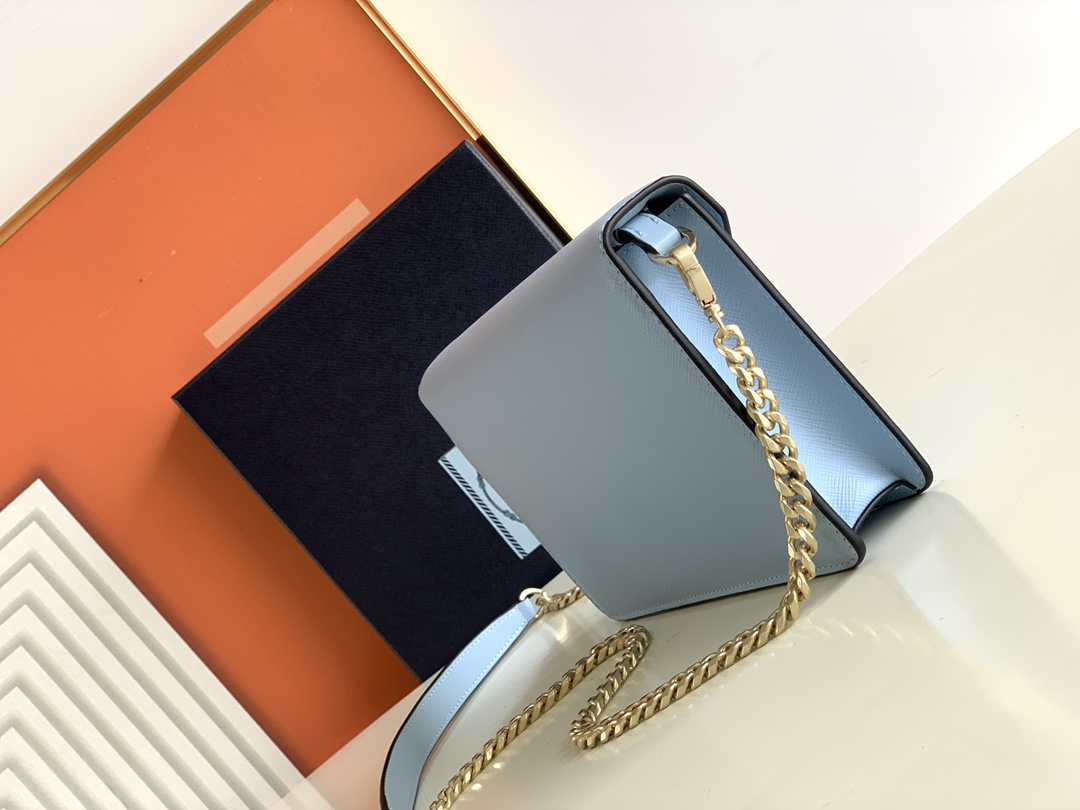 Prada Flap Shoulder Bag - Blue 14141 - Image 5