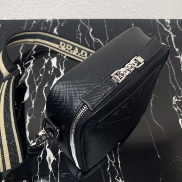 Prada Embroidered Webbing Men's Cross-body Bag - Black 49274 - Image 3