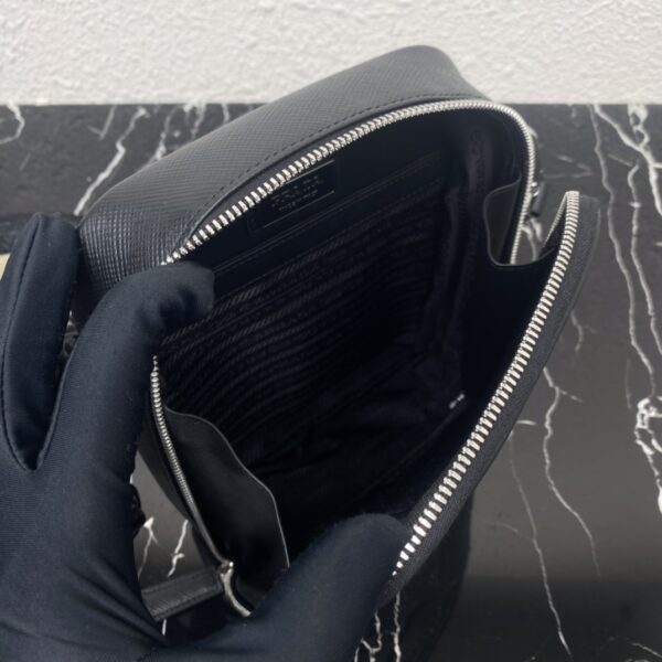 Prada Embroidered Webbing Men's Cross-body Bag - Black 49274 - Image 4
