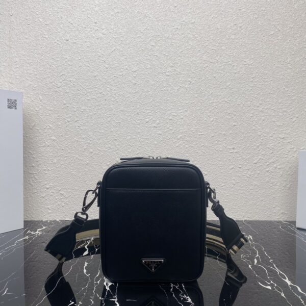 Prada Embroidered Webbing Men's Cross-body Bag - Black 49274 - Image 2