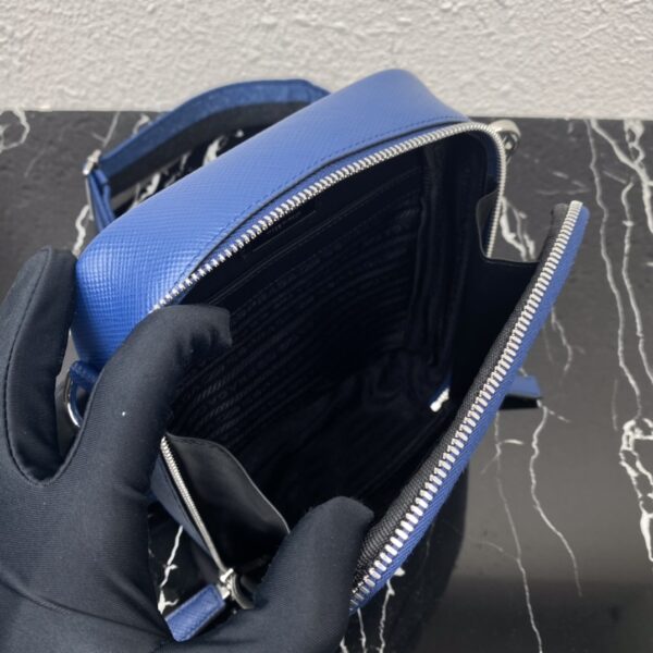 Prada Embroidered Webbing Men's Cross-body Bag - Blue 97612 - Image 3