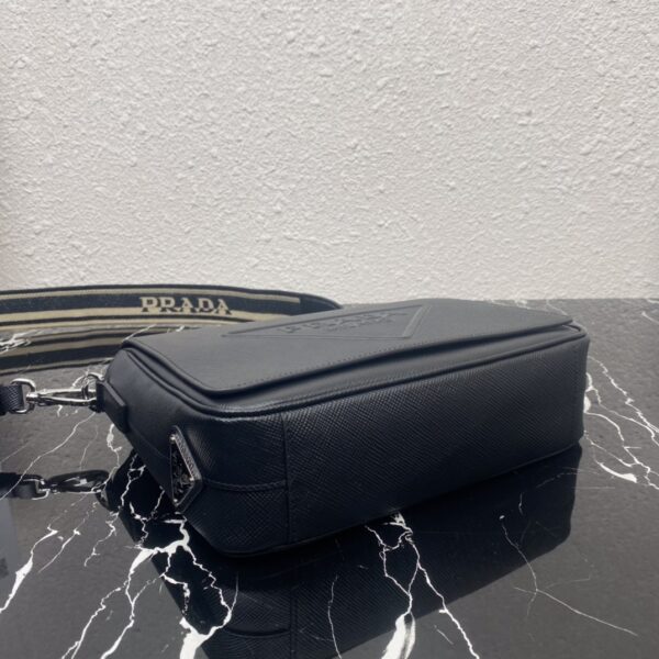 Prada Embroidered Webbing Men's Cross-body Bag - Black 82928 - Image 4