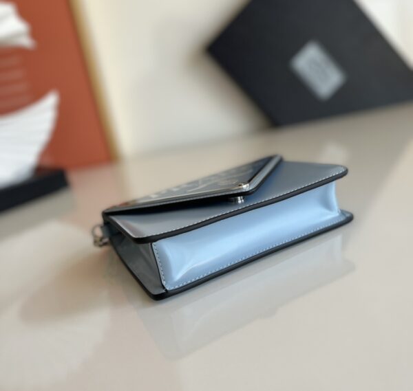 Prada Large Triangular Flip Cover Handbag - Blue 38264 - Image 4
