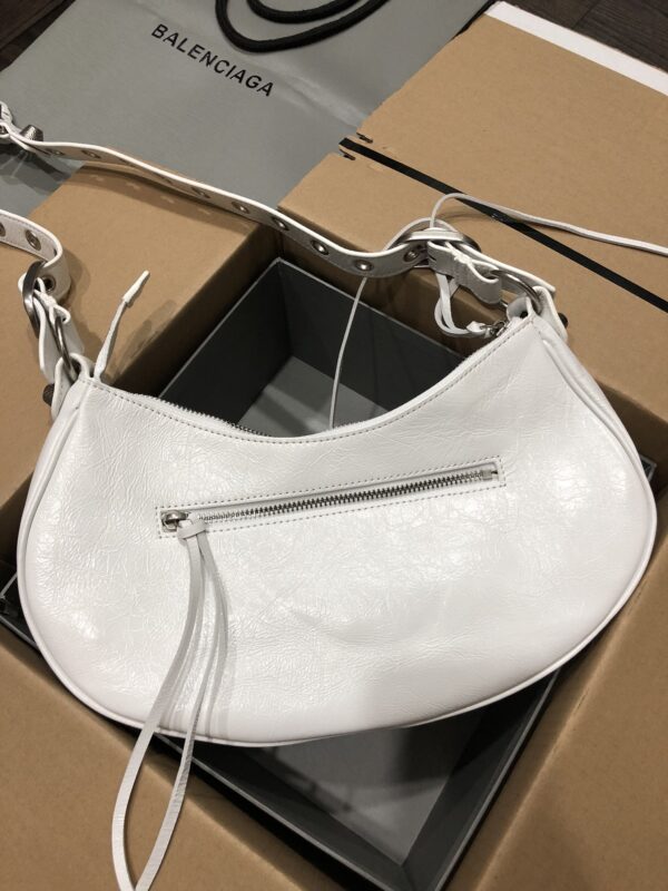 Balenciaga Le Cagole Half-Moon Small Armpit Dumpling Bag - White 62431 - Image 3