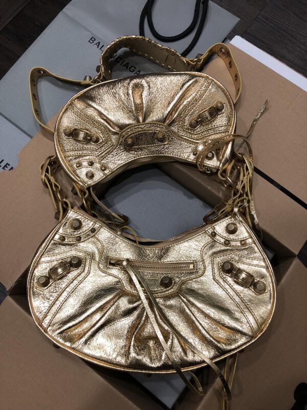 Balenciaga Le Cagole Half-Moon Large Armpit Dumpling Bag - Golden 44156 - Image 3