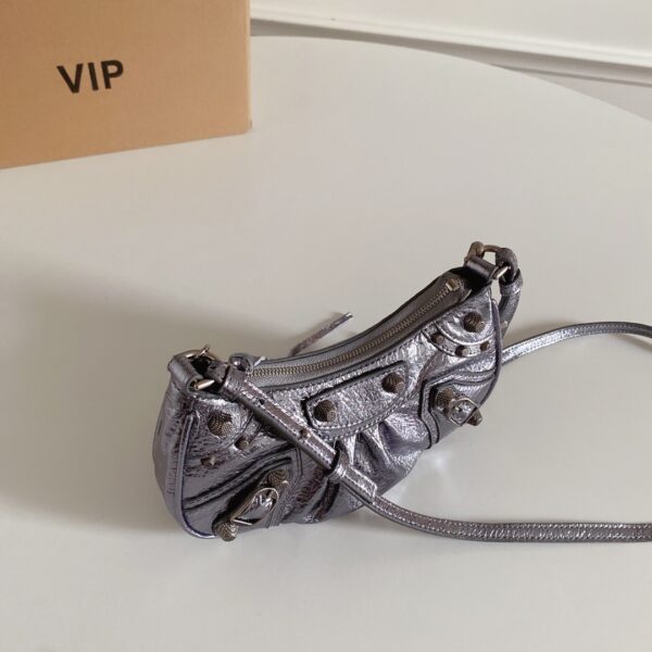 Balenciaga Le Cagole Mini Armpit Bag - Silver 59273 - Image 3