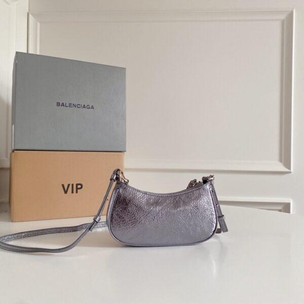 Balenciaga Le Cagole Mini Armpit Bag - Silver 59273 - Image 5