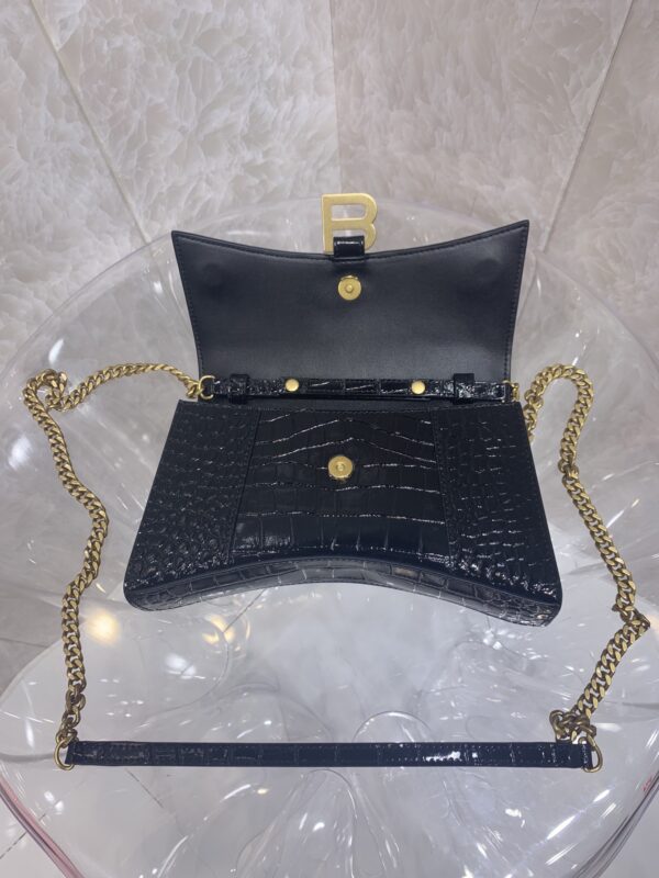 Balenciaga Hourglass Chain Bag - Black (Golden Buckle) 65992 - Image 3