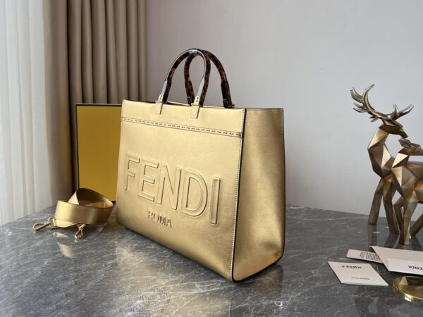 Fendi Sunshine Small Tote Bag - Gold 26801 - Image 5