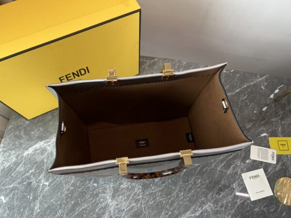 Fendi Sunshine Small Tote Bag - Silver 59185 - Image 5