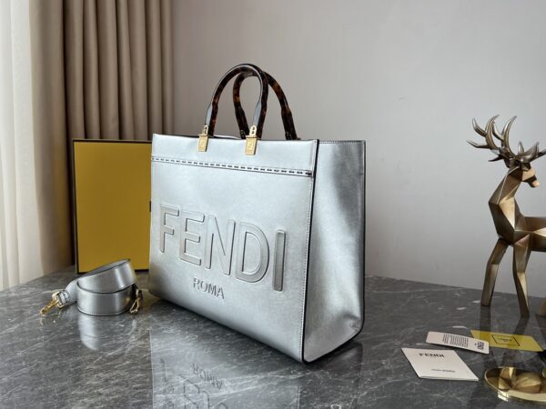Fendi Sunshine Small Tote Bag - Silver 59185 - Image 2