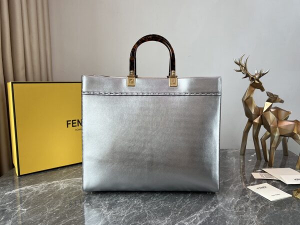 Fendi Sunshine Small Tote Bag - Silver 59185 - Image 3