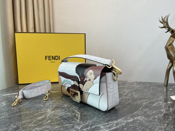 Fendi Baguette Medium Bag - White 17123 - Image 5