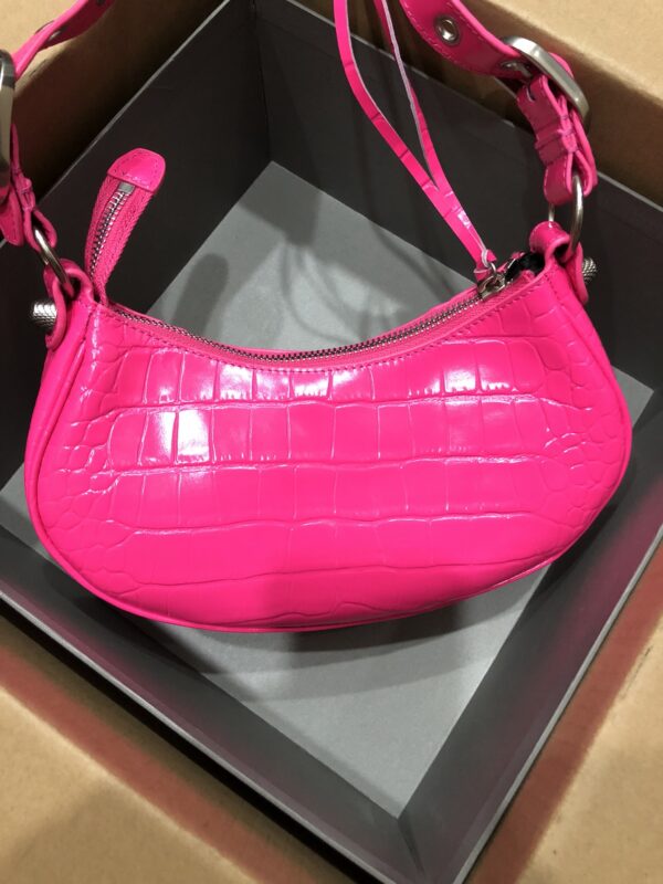Balenciaga Le Cagole Half-Moon Small Armpit Dumpling Bag - Shocking Pink 53801 - Image 4