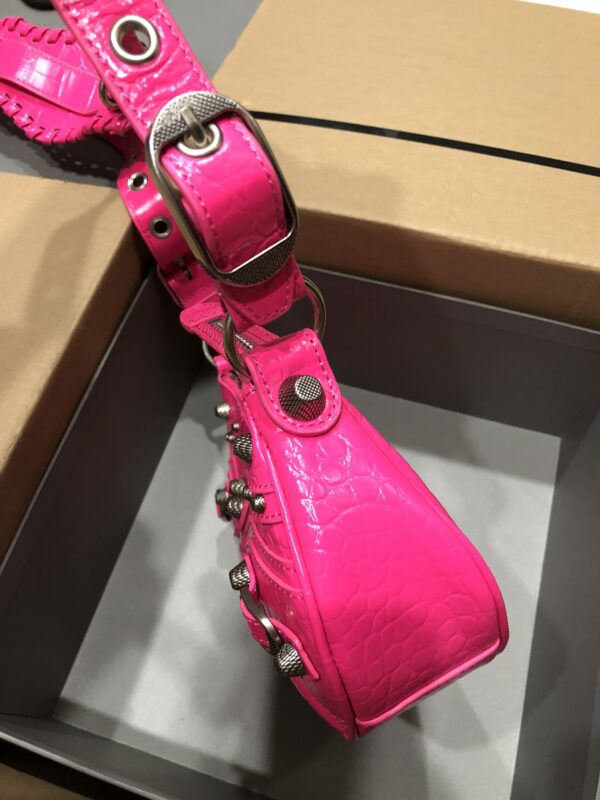 Balenciaga Le Cagole Half-Moon Small Armpit Dumpling Bag - Shocking Pink 53801 - Image 5