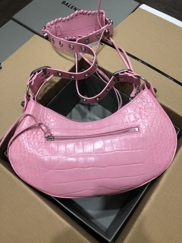Balenciaga Le Cagole Half-Moon Large Armpit Dumpling Bag - T-Pink 22598 - Image 3