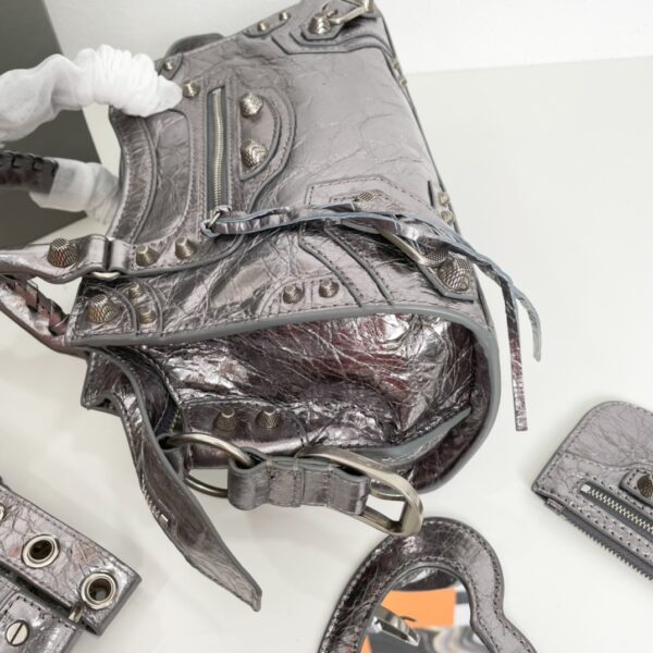 Balenciaga Neo Cagole Explosive Motorbike Bag - Silver 28982 - Image 4