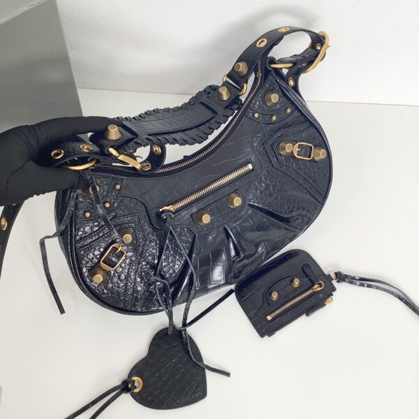 Balenciaga Le Cagole Half-Moon Large Armpit Dumpling Bag - Black 40072 - Image 4