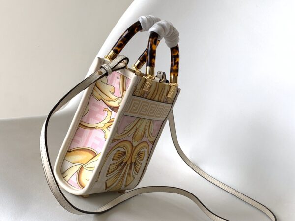 Fendi Joint Style Mini Sunshine Shopper Handbag - White 38429 - Image 5