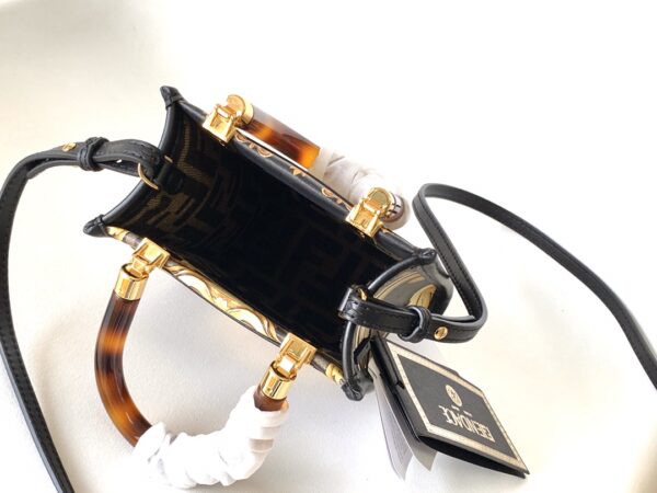 Fendi Joint Style Mini Sunshine Shopper Handbag - Black 80983 - Image 3