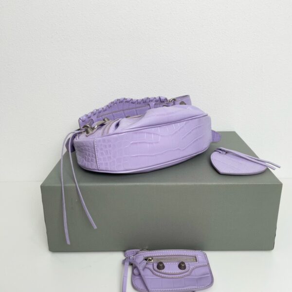 Balenciaga Le Cagole Half-Moon Small Armpit Dumpling Bag - Purple 67432 - Image 3
