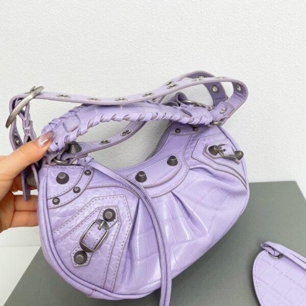 Balenciaga Le Cagole Half-Moon Small Armpit Dumpling Bag - Purple 67432 - Image 4
