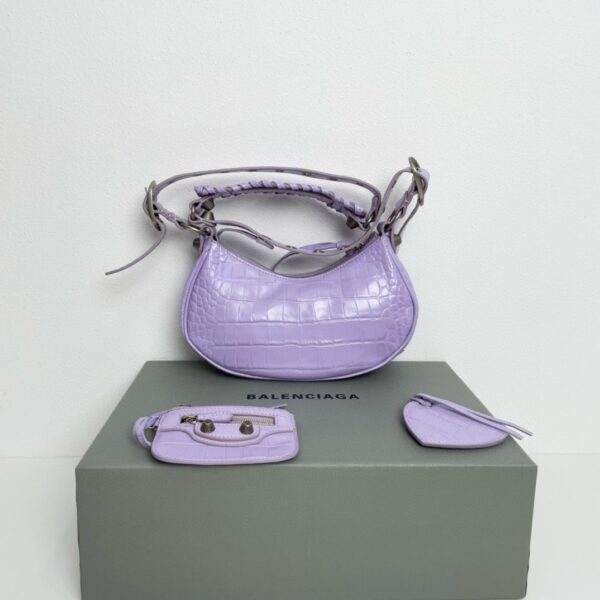 Balenciaga Le Cagole Half-Moon Small Armpit Dumpling Bag - Purple 67432 - Image 5