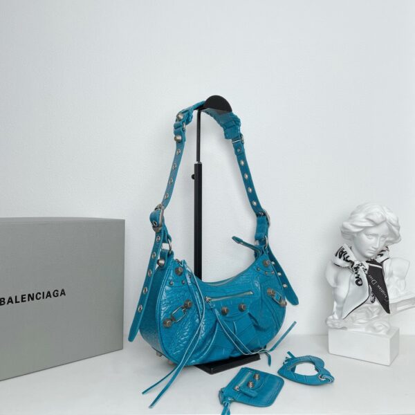 Balenciaga Le Cagole Half-Moon Large Armpit Dumpling Bag - Blue 48618 - Image 4