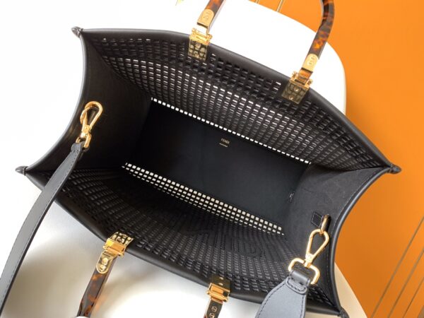 Fendi Sunshine Shopper Hollow Handbag - Black 30057 - Image 2