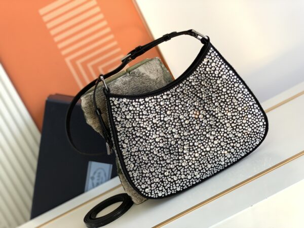 Prada Gypsophila Underarm Bag - White/Black 78169 - Image 4