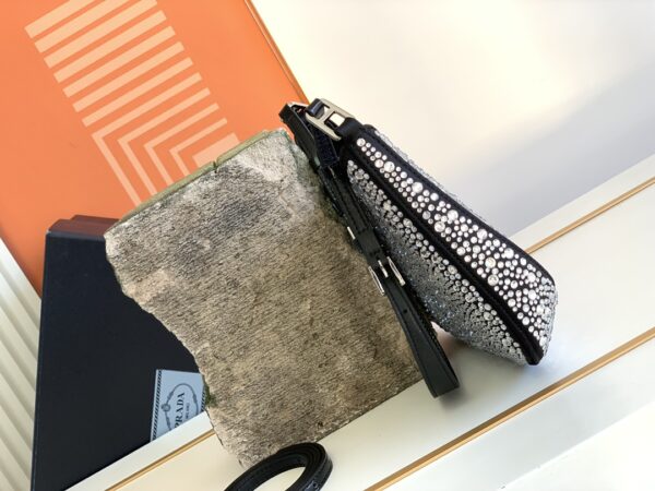 Prada Gypsophila Underarm Bag - White/Black 78169 - Image 5