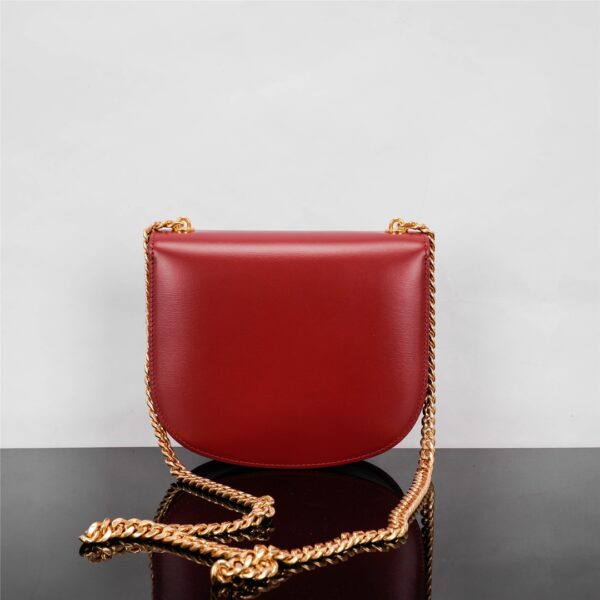 Celine Teen Besace Triomphe Glossy Cow Leather Chain Handbag - Red 13051 - Image 4