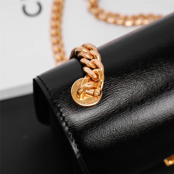 Celine Teen Besace Triomphe Glossy Cow Leather Chain Handbag - Black 45469 - Image 2