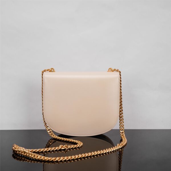 Celine Teen Besace Triomphe Glossy Cow Leather Chain Handbag - Off White 68098 - Image 4