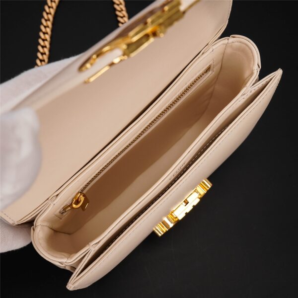 Celine Teen Besace Triomphe Glossy Cow Leather Chain Handbag - Off White 68098 - Image 2