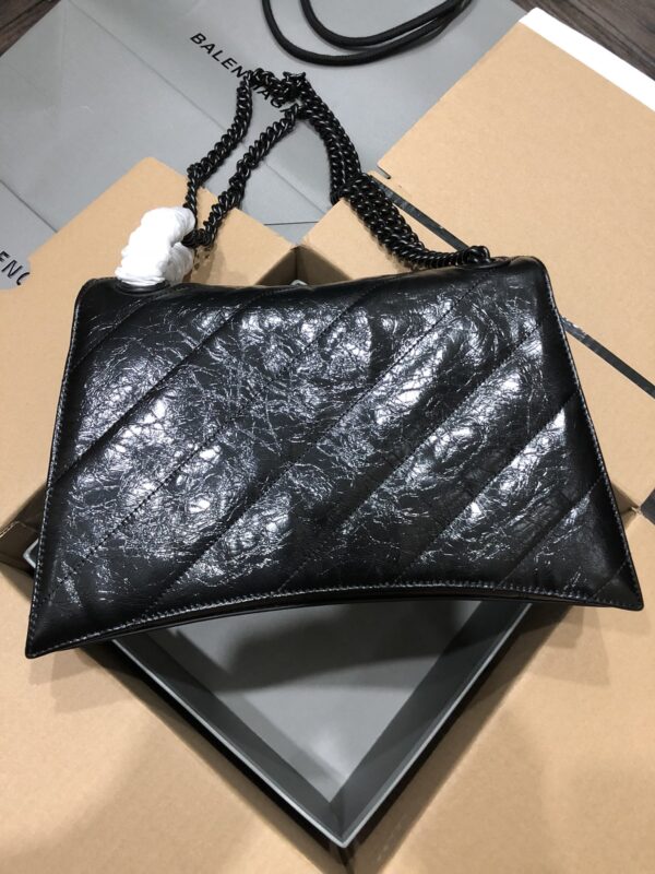 Balenciaga Crush Hourglass Medium Chain Bag - Black 21818 - Image 4