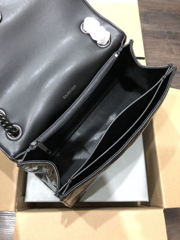 Balenciaga Crush Hourglass Medium Chain Bag - Black 21818 - Image 3
