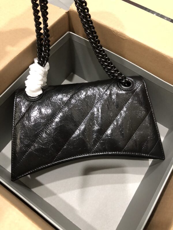 Balenciaga Crush Hourglass Small Chain Bag - Black 10568 - Image 5