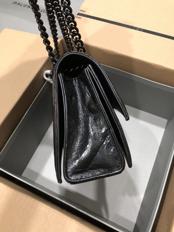 Balenciaga Crush Hourglass Small Chain Bag - Black 10568 - Image 4