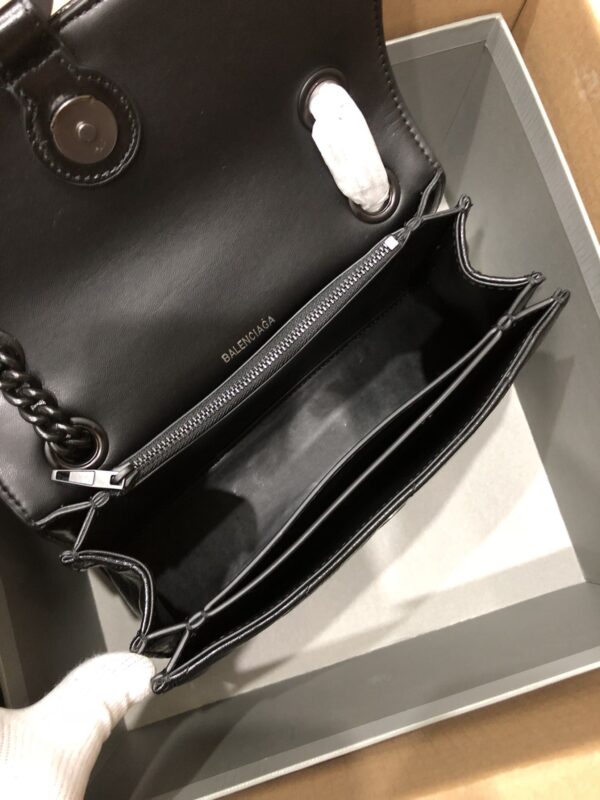 Balenciaga Crush Hourglass Small Chain Bag - Black 10568 - Image 3
