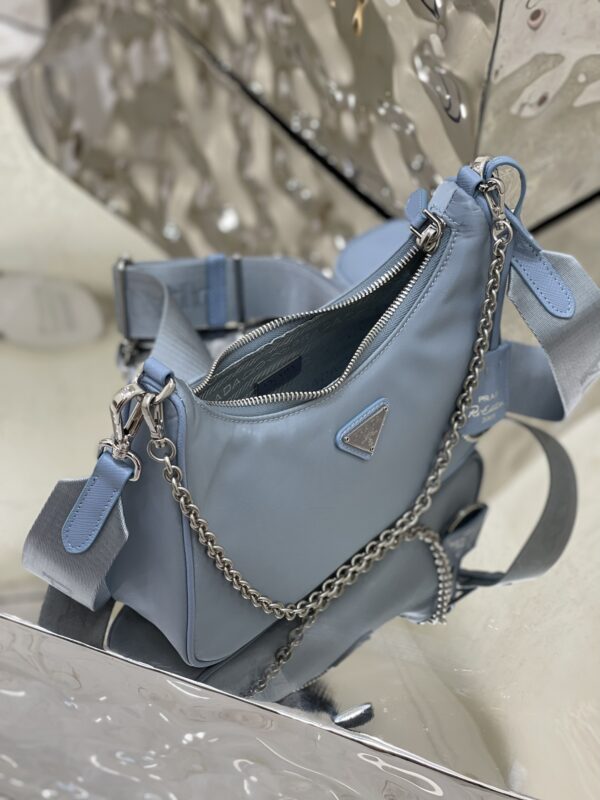 Prada Hobo New Three-In-One Handbag - Blue 66771 - Image 4