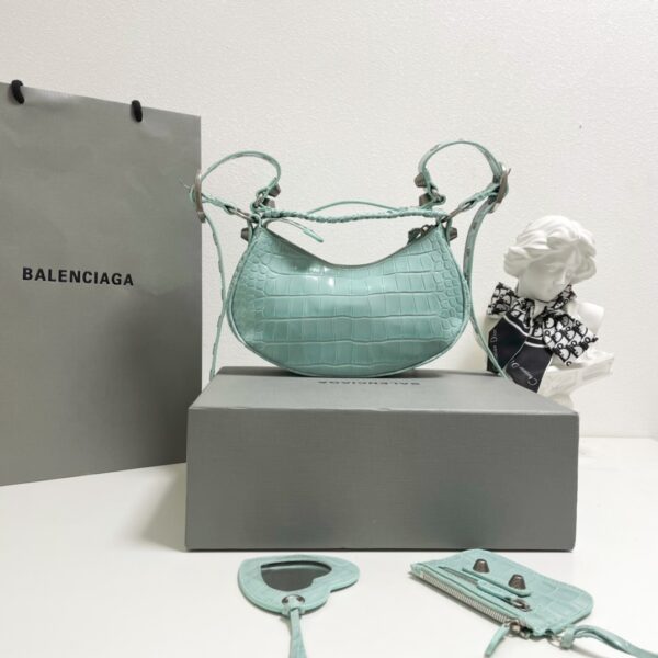 Balenciaga Le Cagole Half-Moon Small Armpit Dumpling Bag - Green 12992 - Image 5