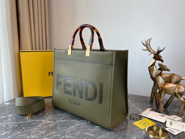Fendi Sunshine Small Tote Bag - Green 82706 - Image 5