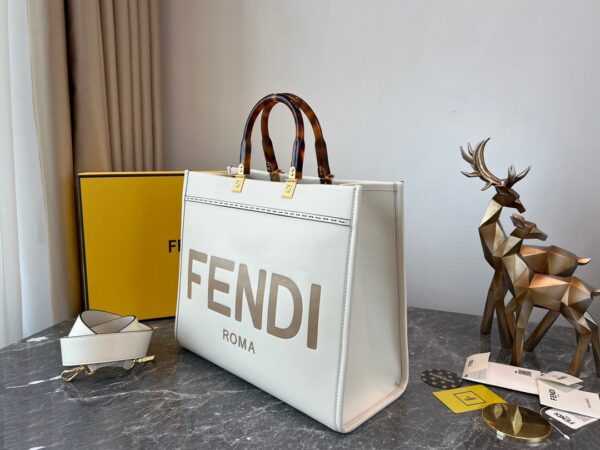 Fendi Sunshine Small Tote Bag - White 73745 - Image 5