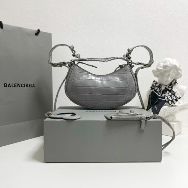 Balenciaga Le Cagole Half-Moon Small Armpit Dumpling Bag - Gray 85842 - Image 4