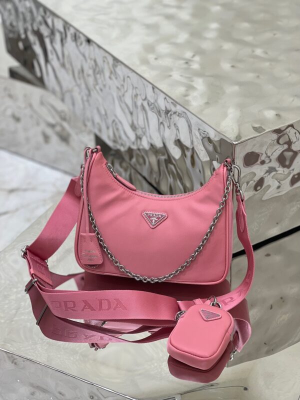Prada Hobo New Three-In-One Handbag - Pink 62358 - Image 5