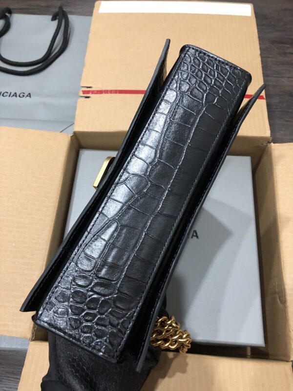 Balenciaga Crocodile Crush Hourglass Small Chain Bag - Black/Gold 94001 - Image 5