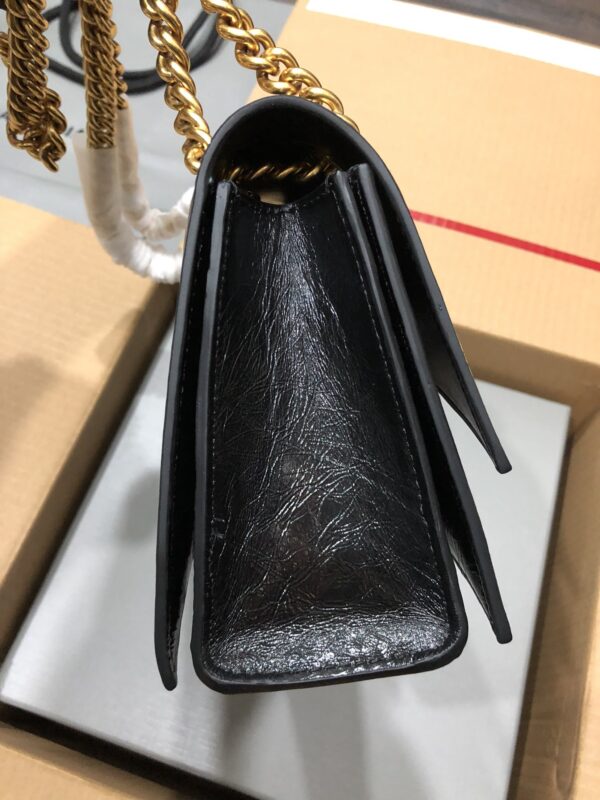 Balenciaga Crush Hourglass Small Chain Bag - Black/Gold 25232 - Image 4